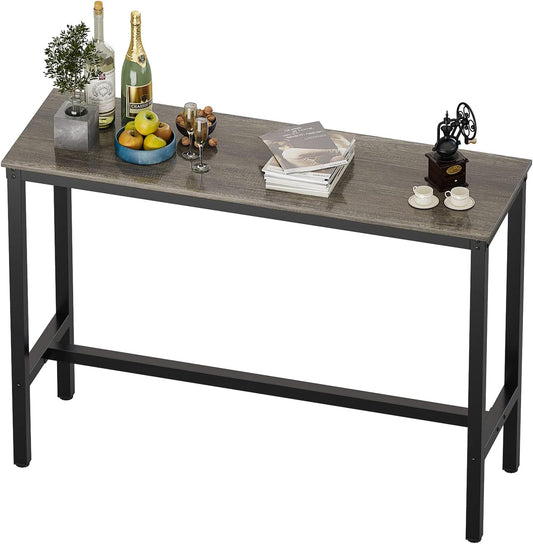 Bar Table, Bar Height Pub Table, Counter Height Table with Sturdy Metal Frame, Rectangular High Top Table for Kitchen & Dining, Living Room (47.24", Black Oak)