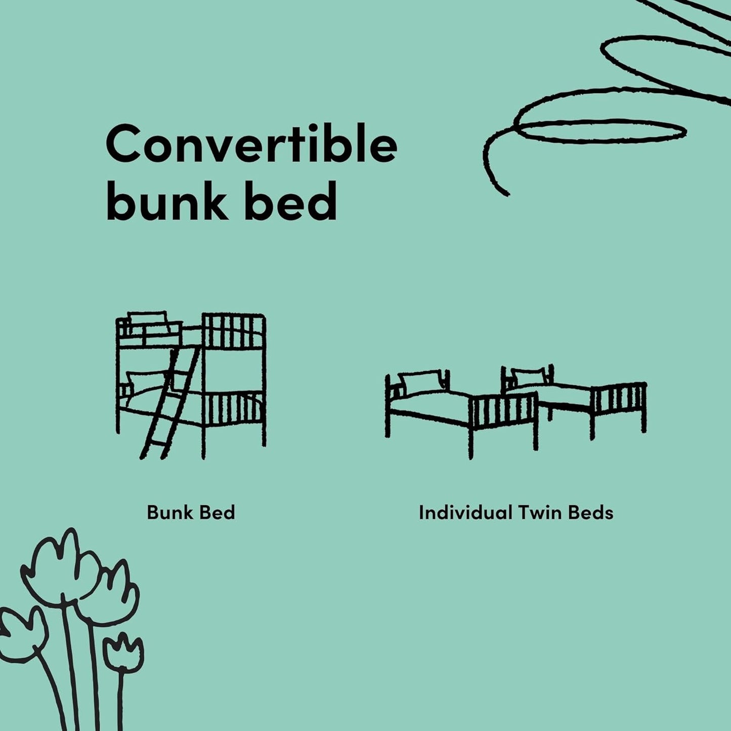 Caribou Bunk Bed Twin over Twin Bunk Bed (Espresso) - GREENGUARD Gold Certified, Twin Bunk Beds for Kids, Converts to 2 Individual Twin Beds, Bunk Beds for Kids