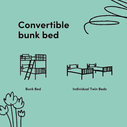 Caribou Bunk Bed Twin over Twin Bunk Bed (Espresso) - GREENGUARD Gold Certified, Twin Bunk Beds for Kids, Converts to 2 Individual Twin Beds, Bunk Beds for Kids
