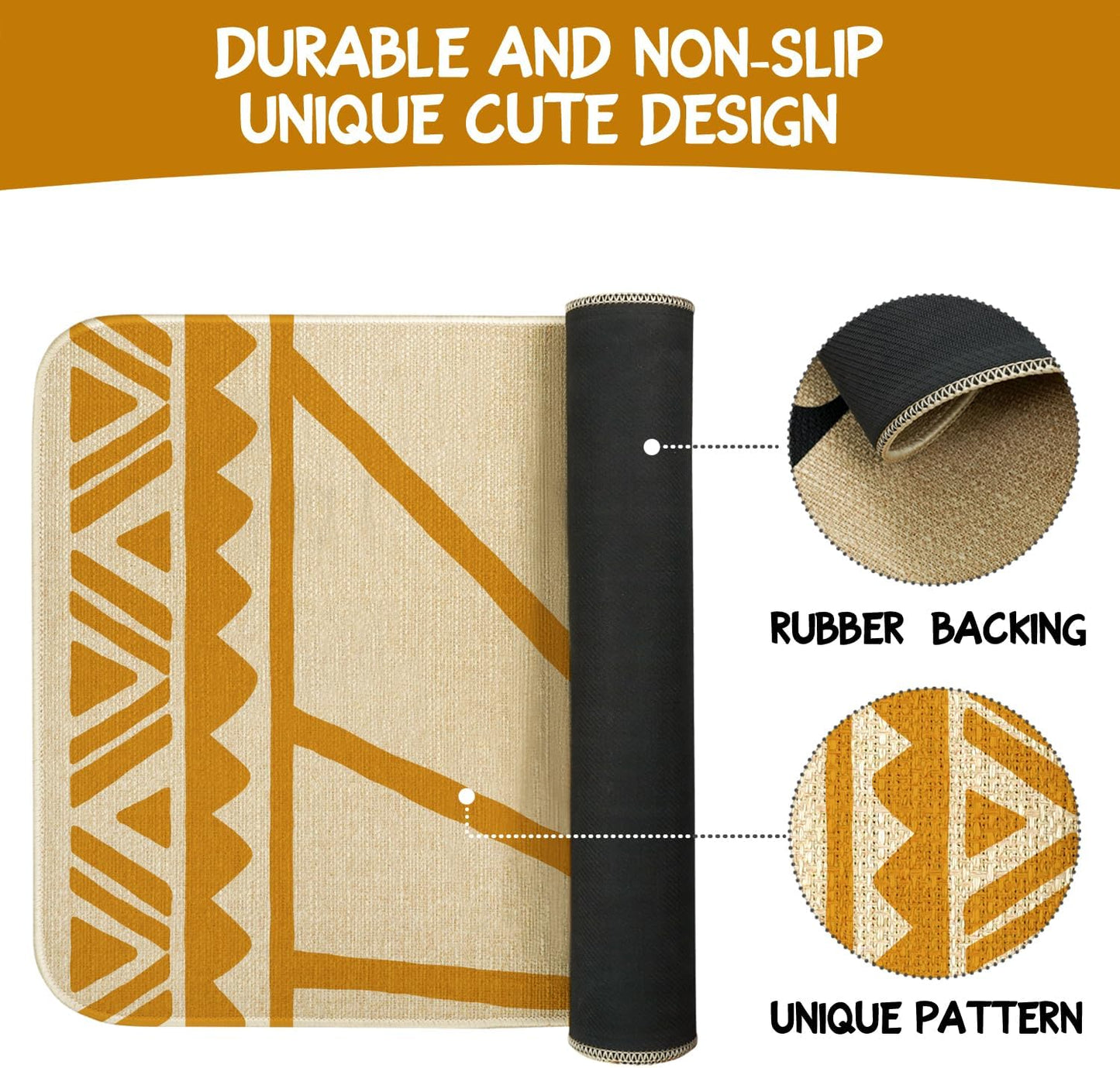 Boho Kitchen Mat Set of 2,Modern Farmhouse Sun Kitchen Rugs and Mats Non Skid Washable,Bohemia Runner Rugs with Rubber Backing for Kitchen Decor Accessories (17"X47"+17"X30")