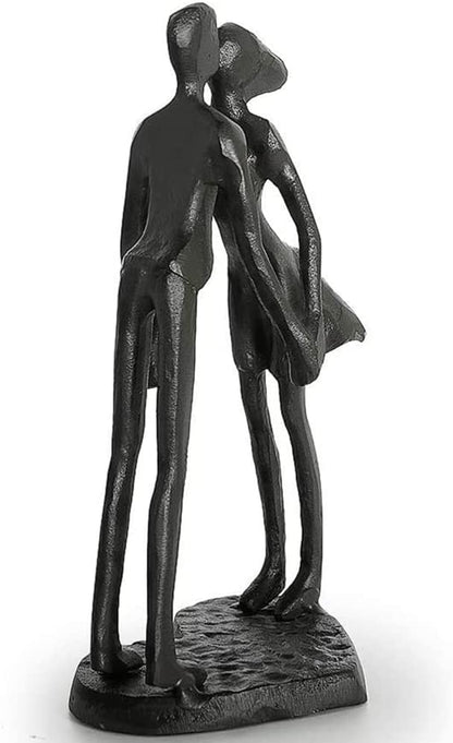 6 Inch Iron Couple Sculpture, Kissing Couple Statue for Anniversary, Handmade Cast Iron Figurine Home Decor for Wife Husband