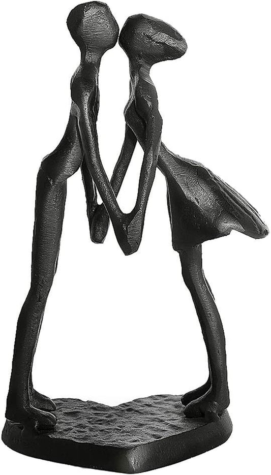 6 Inch Iron Couple Sculpture, Kissing Couple Statue for Anniversary, Handmade Cast Iron Figurine Home Decor for Wife Husband