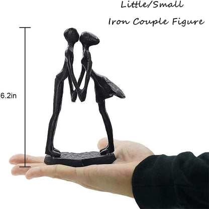 6 Inch Iron Couple Sculpture, Kissing Couple Statue for Anniversary, Handmade Cast Iron Figurine Home Decor for Wife Husband