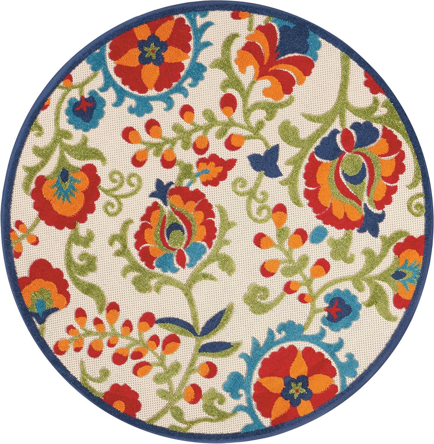 Home Aloha Multicolor 4' X round Area Rug - Easy Clean, Non Shedding, Bed Room, Living Room, Dining Room, Kitchen (4' X Round)