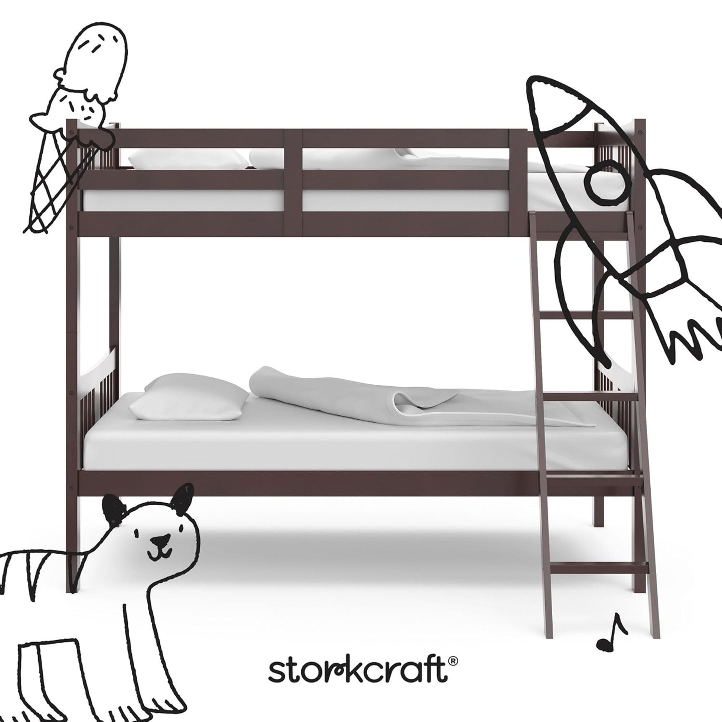 Caribou Bunk Bed Twin over Twin Bunk Bed (Espresso) - GREENGUARD Gold Certified, Twin Bunk Beds for Kids, Converts to 2 Individual Twin Beds, Bunk Beds for Kids
