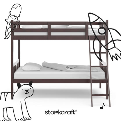 Caribou Bunk Bed Twin over Twin Bunk Bed (Espresso) - GREENGUARD Gold Certified, Twin Bunk Beds for Kids, Converts to 2 Individual Twin Beds, Bunk Beds for Kids