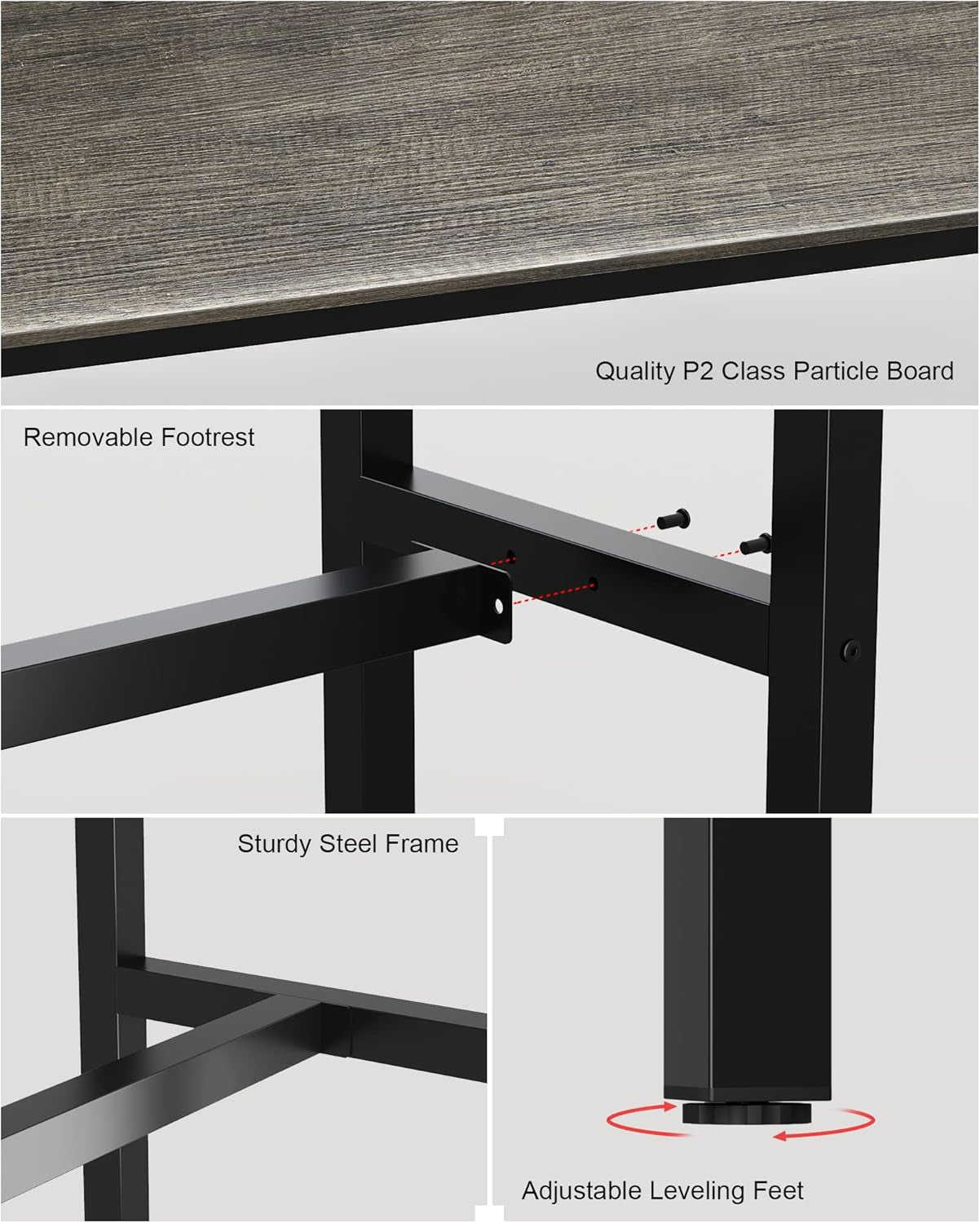 Bar Table, Bar Height Pub Table, Counter Height Table with Sturdy Metal Frame, Rectangular High Top Table for Kitchen & Dining, Living Room (47.24", Black Oak)