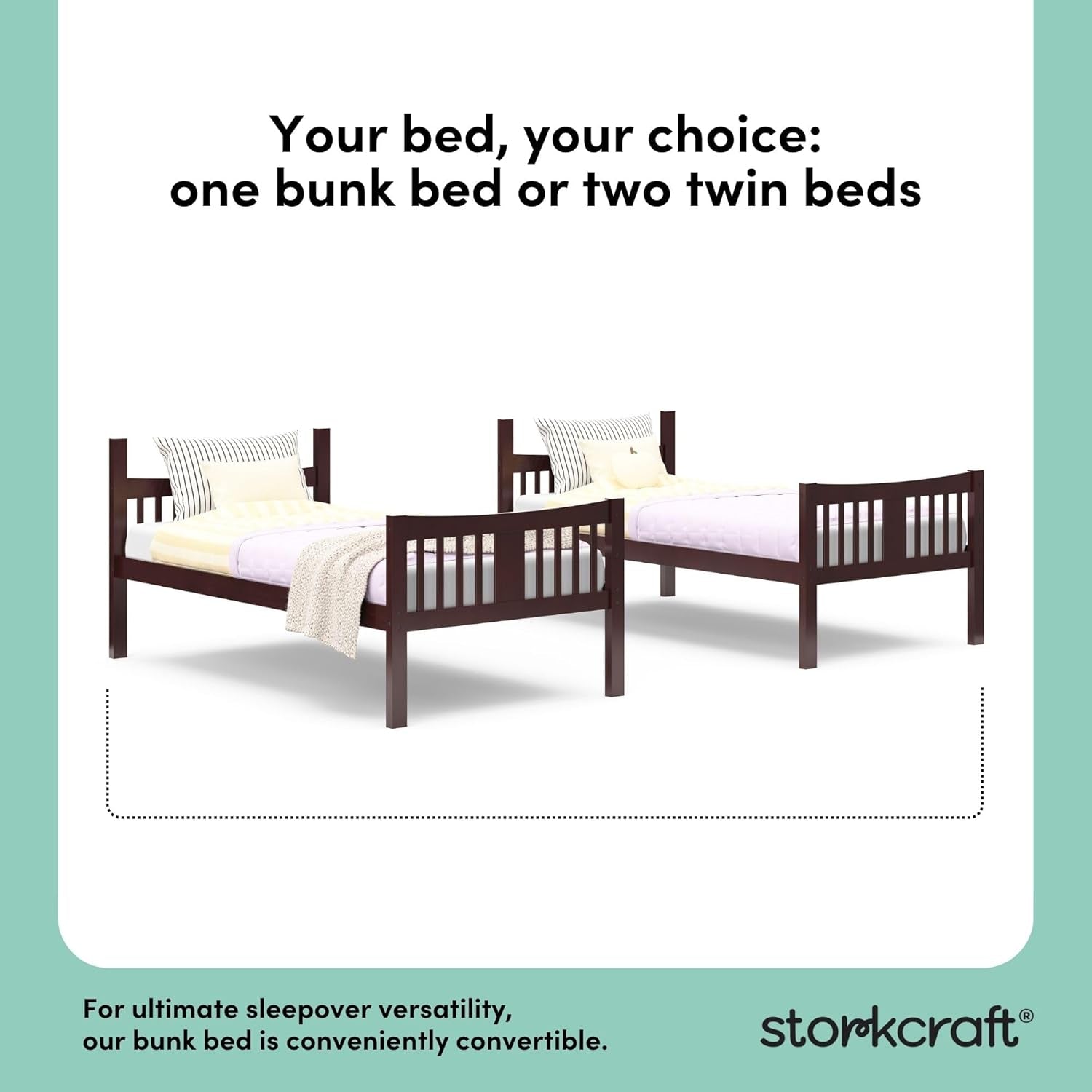 Caribou Bunk Bed Twin over Twin Bunk Bed (Espresso) - GREENGUARD Gold Certified, Twin Bunk Beds for Kids, Converts to 2 Individual Twin Beds, Bunk Beds for Kids