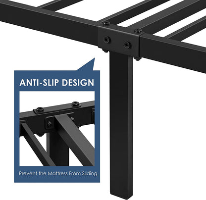 Yaheetech Twin Size Bed Frame, Single Metal Platform Bed with Rustic Wooden Headboard and Footboard, No Box Spring Needed/12 Inch Underbed Storage Space/No Noise/Easy Assembly, Walnut