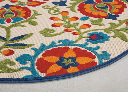 Home Aloha Multicolor 4' X round Area Rug - Easy Clean, Non Shedding, Bed Room, Living Room, Dining Room, Kitchen (4' X Round)