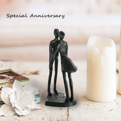 6 Inch Iron Couple Sculpture, Kissing Couple Statue for Anniversary, Handmade Cast Iron Figurine Home Decor for Wife Husband